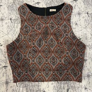 Black and Red Patterned Crop Top